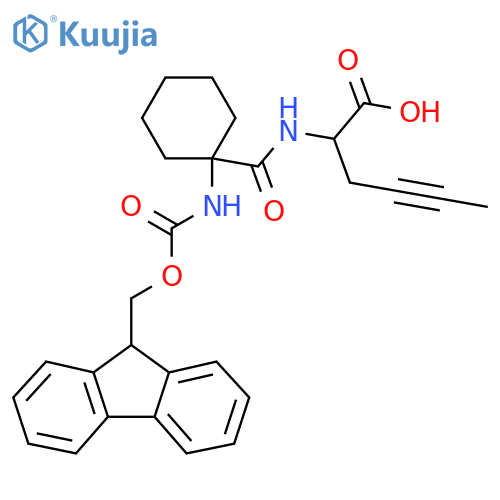 2-{1-({(9H-fluoren-9-yl)methoxycarbonyl}amino)cyclohexylformamido}hex-4-ynoic acid structure