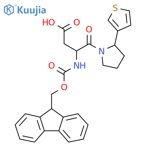 3-({(9H-fluoren-9-yl)methoxycarbonyl}amino)-4-oxo-4-2-(thiophen-3-yl)pyrrolidin-1-ylbutanoic acid structure