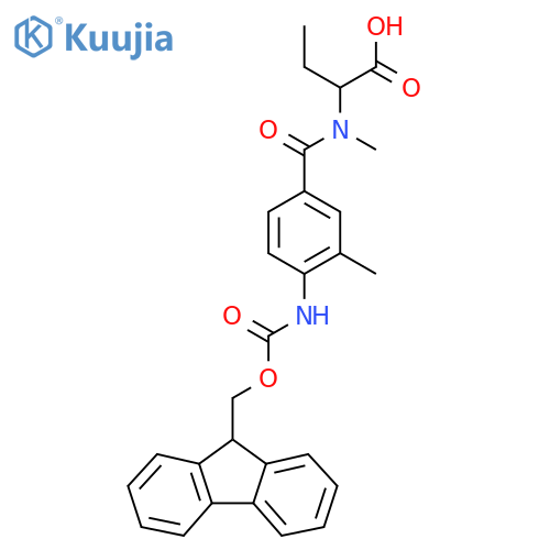 2-{1-4-({(9H-fluoren-9-yl)methoxycarbonyl}amino)-3-methylphenyl-N-methylformamido}butanoic acid structure
