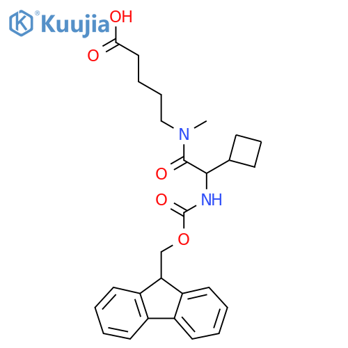 5-2-cyclobutyl-2-({(9H-fluoren-9-yl)methoxycarbonyl}amino)-N-methylacetamidopentanoic acid structure