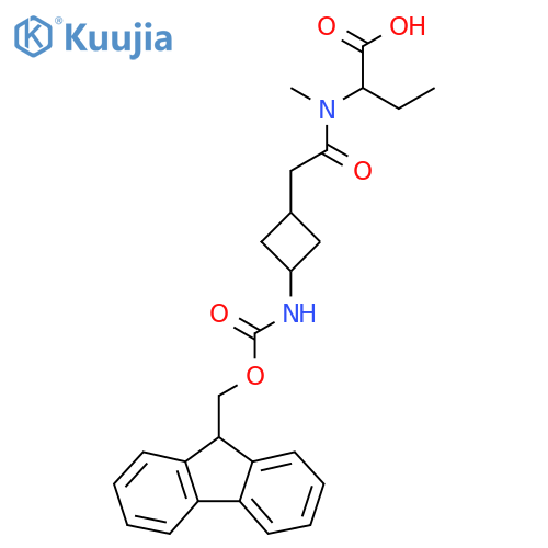 2-{2-3-({(9H-fluoren-9-yl)methoxycarbonyl}amino)cyclobutyl-N-methylacetamido}butanoic acid structure