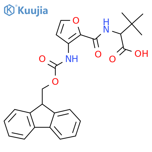 2-{3-({(9H-fluoren-9-yl)methoxycarbonyl}amino)furan-2-ylformamido}-3,3-dimethylbutanoic acid structure