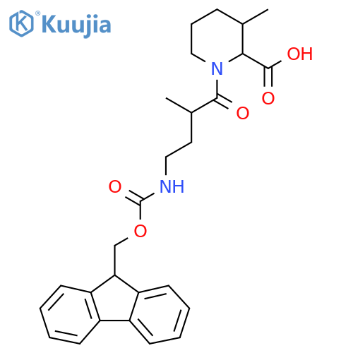 1-4-({(9H-fluoren-9-yl)methoxycarbonyl}amino)-2-methylbutanoyl-3-methylpiperidine-2-carboxylic acid structure