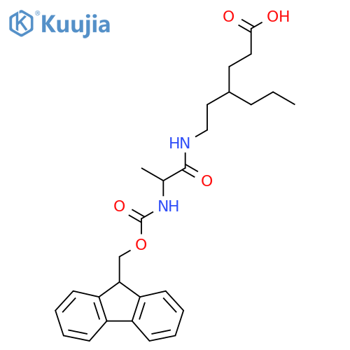 4-{2-2-({(9H-fluoren-9-yl)methoxycarbonyl}amino)propanamidoethyl}heptanoic acid structure