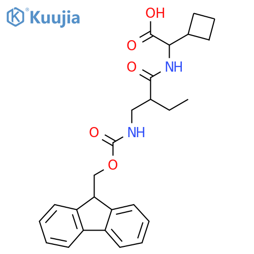 2-cyclobutyl-2-{2-({(9H-fluoren-9-yl)methoxycarbonyl}amino)methylbutanamido}acetic acid structure