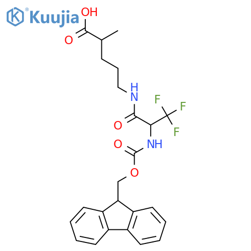 5-[2-({[(9H-fluoren-9-yl)methoxy]carbonyl}amino)-3,3,3-trifluoropropanamido]-2-methylpentanoic acid structure
