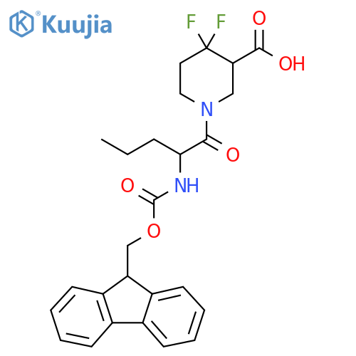 1-2-({(9H-fluoren-9-yl)methoxycarbonyl}amino)pentanoyl-4,4-difluoropiperidine-3-carboxylic acid structure