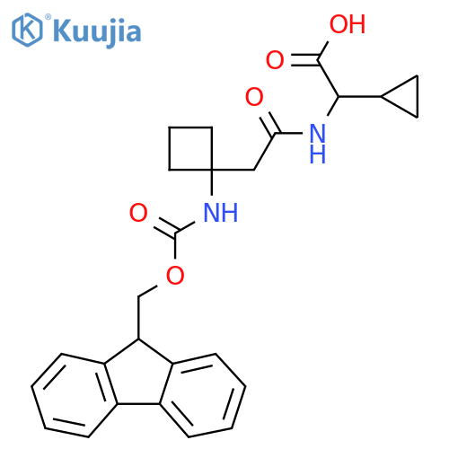 2-cyclopropyl-2-{2-1-({(9H-fluoren-9-yl)methoxycarbonyl}amino)cyclobutylacetamido}acetic acid structure