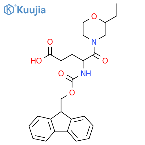 5-(2-ethylmorpholin-4-yl)-4-({(9H-fluoren-9-yl)methoxycarbonyl}amino)-5-oxopentanoic acid structure