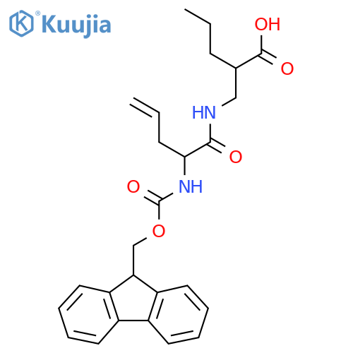 2-{2-({(9H-fluoren-9-yl)methoxycarbonyl}amino)pent-4-enamidomethyl}pentanoic acid structure