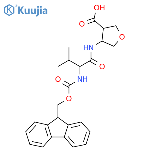 4-2-({(9H-fluoren-9-yl)methoxycarbonyl}amino)-3-methylbutanamidooxolane-3-carboxylic acid structure
