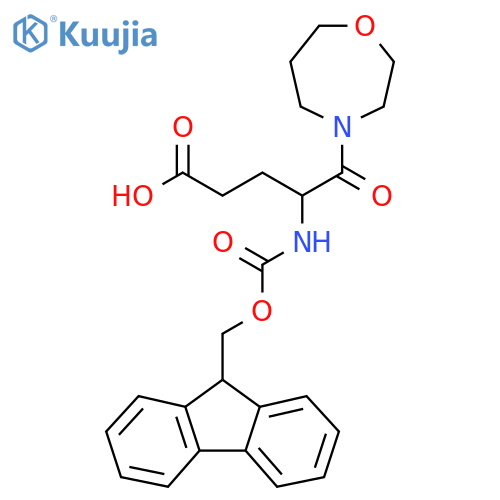 4-({(9H-fluoren-9-yl)methoxycarbonyl}amino)-5-(1,4-oxazepan-4-yl)-5-oxopentanoic acid structure