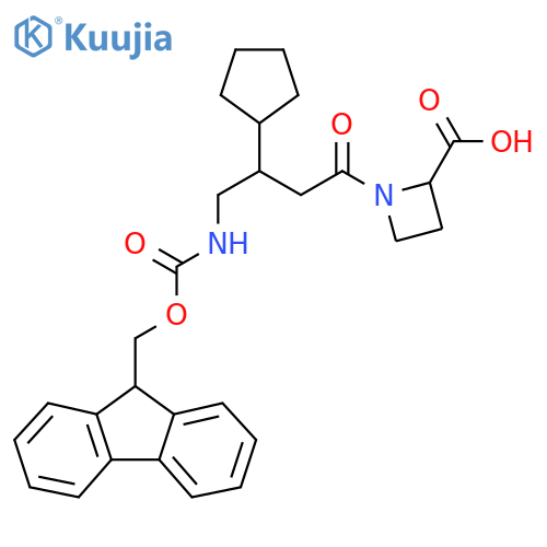 1-3-cyclopentyl-4-({(9H-fluoren-9-yl)methoxycarbonyl}amino)butanoylazetidine-2-carboxylic acid structure