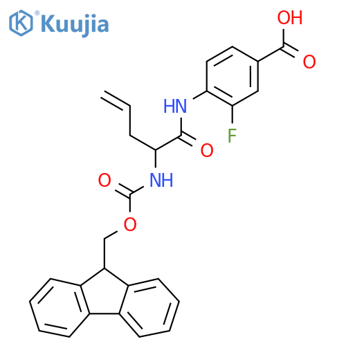 4-2-({(9H-fluoren-9-yl)methoxycarbonyl}amino)pent-4-enamido-3-fluorobenzoic acid structure