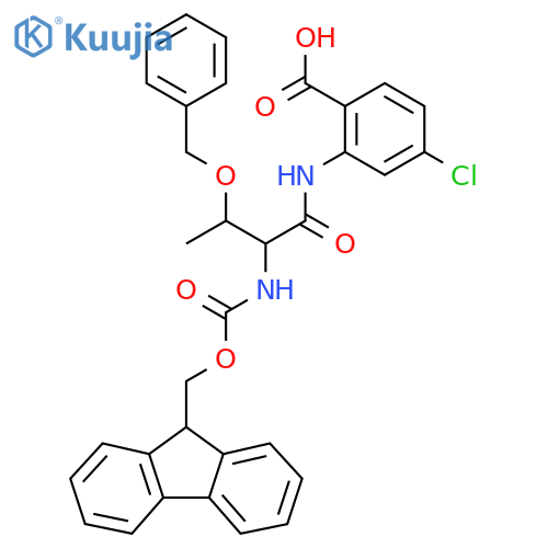 2-3-(benzyloxy)-2-({(9H-fluoren-9-yl)methoxycarbonyl}amino)butanamido-4-chlorobenzoic acid structure