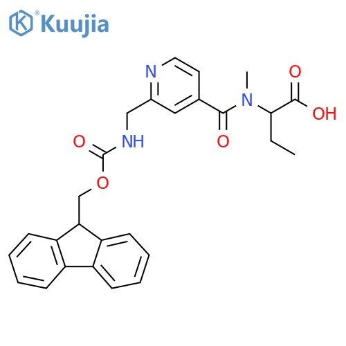 2-(1-{2-({(9H-fluoren-9-yl)methoxycarbonyl}amino)methylpyridin-4-yl}-N-methylformamido)butanoic acid structure