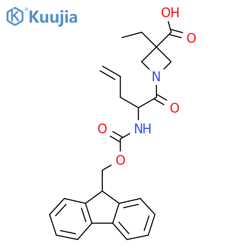 3-ethyl-1-2-({(9H-fluoren-9-yl)methoxycarbonyl}amino)pent-4-enoylazetidine-3-carboxylic acid structure