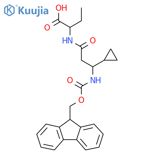 2-3-cyclopropyl-3-({(9H-fluoren-9-yl)methoxycarbonyl}amino)propanamidobutanoic acid structure