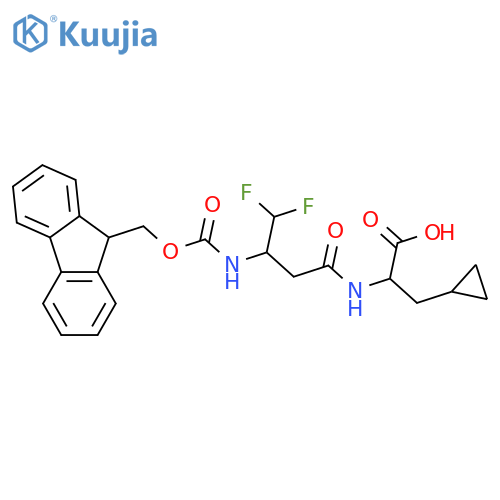 3-cyclopropyl-2-3-({(9H-fluoren-9-yl)methoxycarbonyl}amino)-4,4-difluorobutanamidopropanoic acid structure