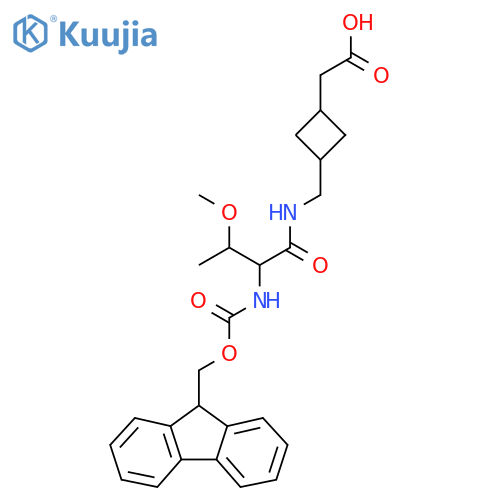 2-(3-{2-({(9H-fluoren-9-yl)methoxycarbonyl}amino)-3-methoxybutanamidomethyl}cyclobutyl)acetic acid structure