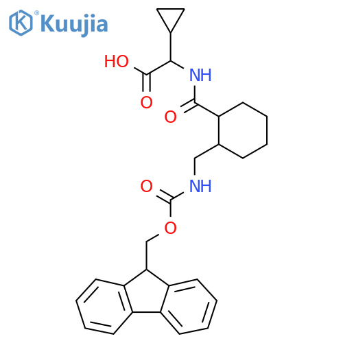 2-cyclopropyl-2-({2-({(9H-fluoren-9-yl)methoxycarbonyl}amino)methylcyclohexyl}formamido)acetic acid structure