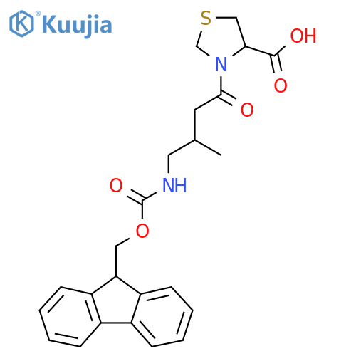 3-4-({(9H-fluoren-9-yl)methoxycarbonyl}amino)-3-methylbutanoyl-1,3-thiazolidine-4-carboxylic acid structure