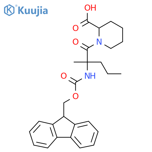 1-2-({(9H-fluoren-9-yl)methoxycarbonyl}amino)-2-methylpentanoylpiperidine-2-carboxylic acid structure