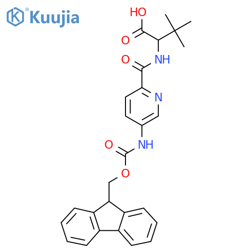 2-{5-({(9H-fluoren-9-yl)methoxycarbonyl}amino)pyridin-2-ylformamido}-3,3-dimethylbutanoic acid structure