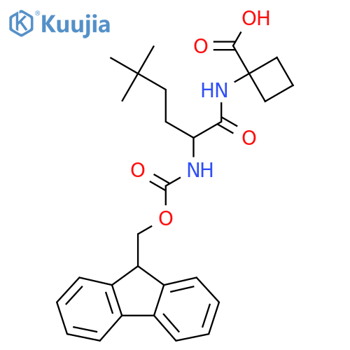 1-2-({(9H-fluoren-9-yl)methoxycarbonyl}amino)-5,5-dimethylhexanamidocyclobutane-1-carboxylic acid structure
