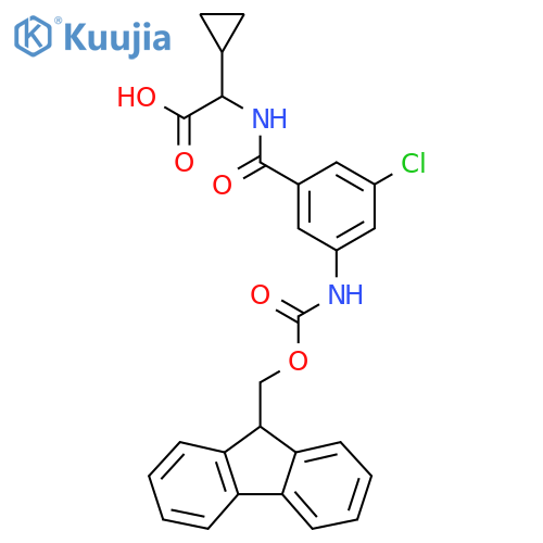 2-{3-chloro-5-({(9H-fluoren-9-yl)methoxycarbonyl}amino)phenylformamido}-2-cyclopropylacetic acid structure