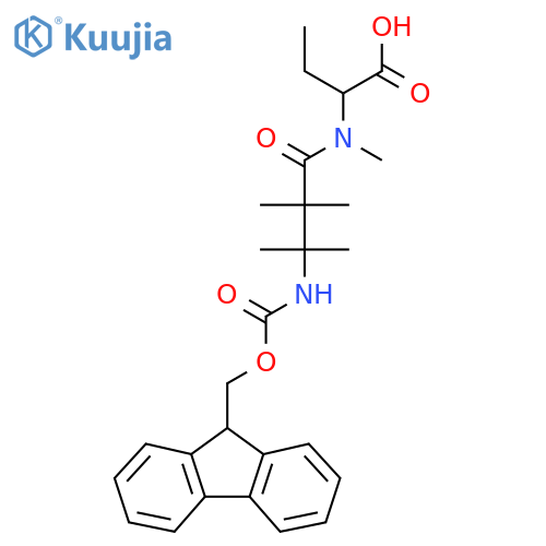 2-3-({(9H-fluoren-9-yl)methoxycarbonyl}amino)-N,2,2,3-tetramethylbutanamidobutanoic acid structure