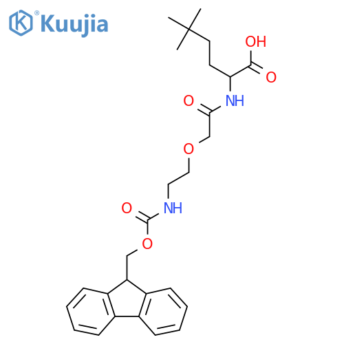 2-{2-2-({(9H-fluoren-9-yl)methoxycarbonyl}amino)ethoxyacetamido}-5,5-dimethylhexanoic acid structure