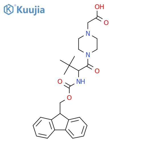 2-{4-2-({(9H-fluoren-9-yl)methoxycarbonyl}amino)-3,3-dimethylbutanoylpiperazin-1-yl}acetic acid structure