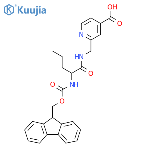 2-{2-({(9H-fluoren-9-yl)methoxycarbonyl}amino)pentanamidomethyl}pyridine-4-carboxylic acid structure