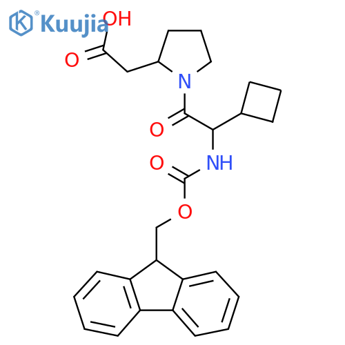 2-{1-2-cyclobutyl-2-({(9H-fluoren-9-yl)methoxycarbonyl}amino)acetylpyrrolidin-2-yl}acetic acid structure