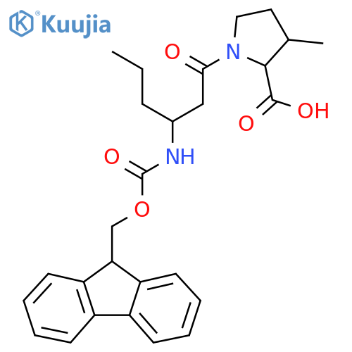 1-3-({(9H-fluoren-9-yl)methoxycarbonyl}amino)hexanoyl-3-methylpyrrolidine-2-carboxylic acid structure