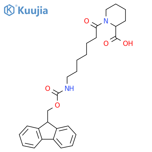 1-7-({(9H-fluoren-9-yl)methoxycarbonyl}amino)heptanoylpiperidine-2-carboxylic acid structure
