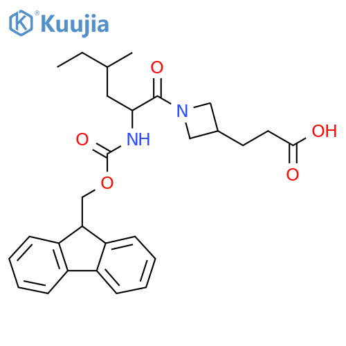 3-{1-2-({(9H-fluoren-9-yl)methoxycarbonyl}amino)-4-methylhexanoylazetidin-3-yl}propanoic acid structure