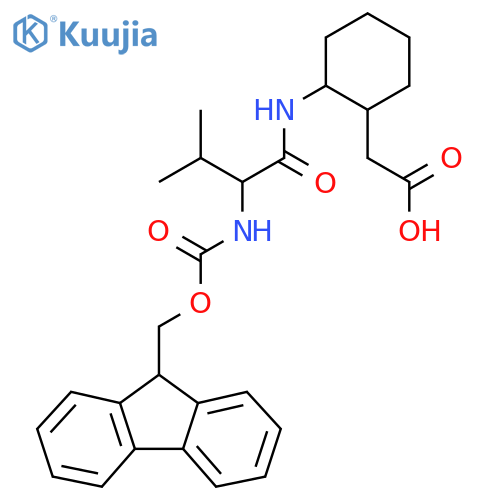 2-{2-2-({(9H-fluoren-9-yl)methoxycarbonyl}amino)-3-methylbutanamidocyclohexyl}acetic acid structure