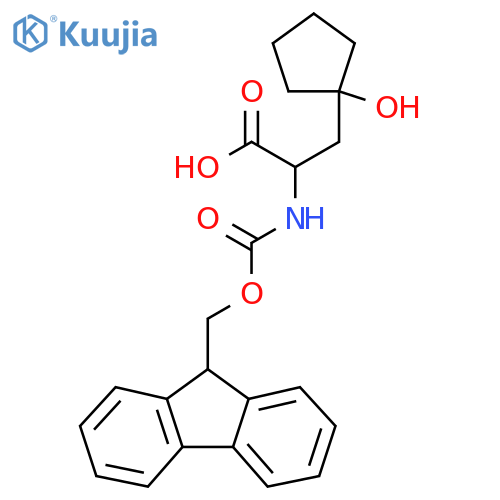 2-({(9H-fluoren-9-yl)methoxycarbonyl}amino)-3-(1-hydroxycyclopentyl)propanoic acid structure