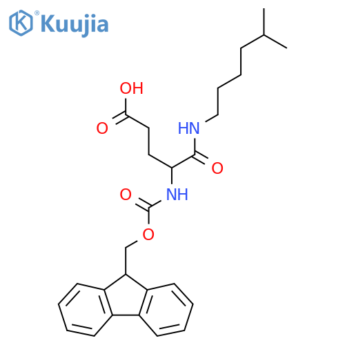 4-({(9H-fluoren-9-yl)methoxycarbonyl}amino)-4-(5-methylhexyl)carbamoylbutanoic acid structure
