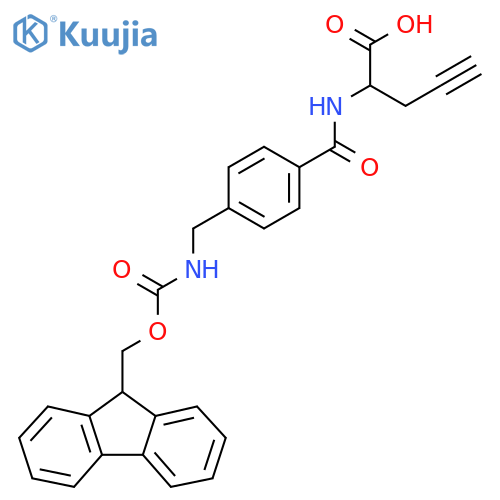 2-({4-({(9H-fluoren-9-yl)methoxycarbonyl}amino)methylphenyl}formamido)pent-4-ynoic acid structure