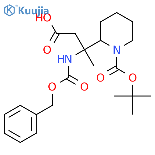 3-{(benzyloxy)carbonylamino}-3-{1-(tert-butoxy)carbonylpiperidin-2-yl}butanoic acid structure