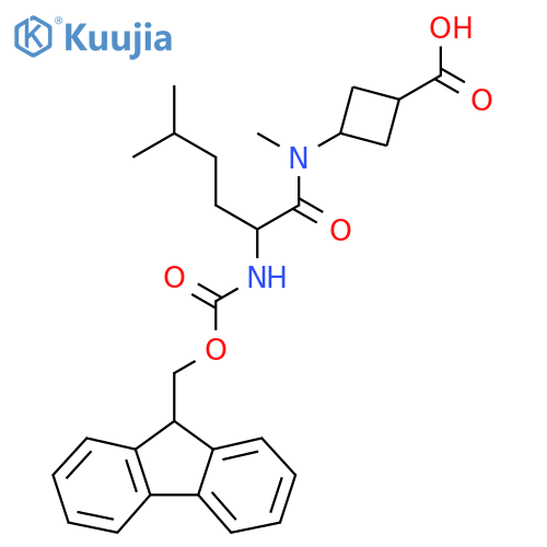 3-2-({(9H-fluoren-9-yl)methoxycarbonyl}amino)-N,5-dimethylhexanamidocyclobutane-1-carboxylic acid structure