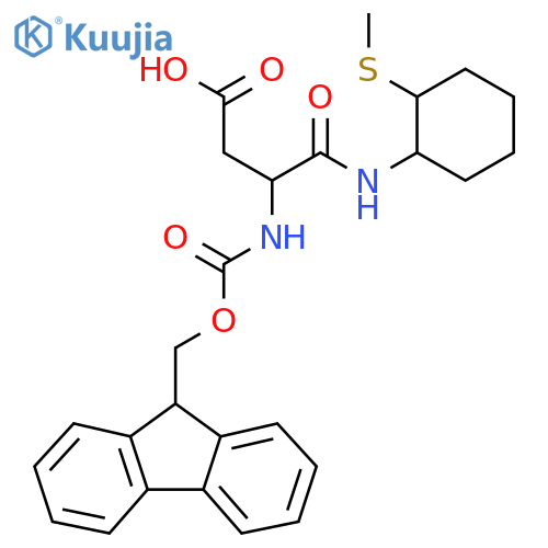 3-({(9H-fluoren-9-yl)methoxycarbonyl}amino)-3-{2-(methylsulfanyl)cyclohexylcarbamoyl}propanoic acid structure