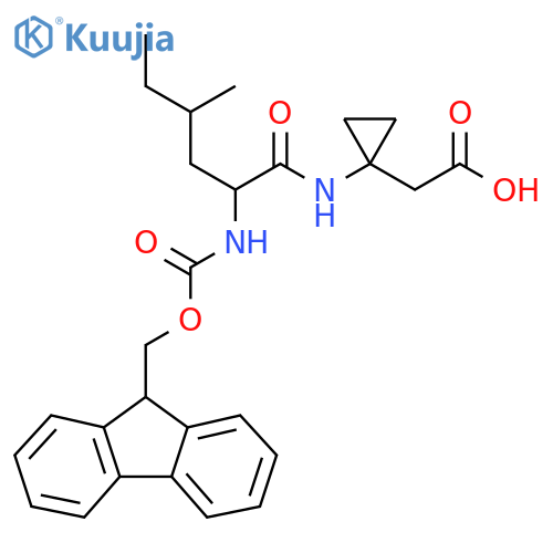 2-{1-2-({(9H-fluoren-9-yl)methoxycarbonyl}amino)-4-methylhexanamidocyclopropyl}acetic acid structure