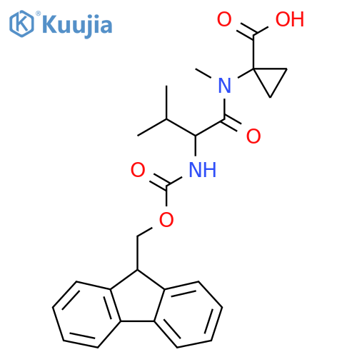 1-2-({(9H-fluoren-9-yl)methoxycarbonyl}amino)-N,3-dimethylbutanamidocyclopropane-1-carboxylic acid structure