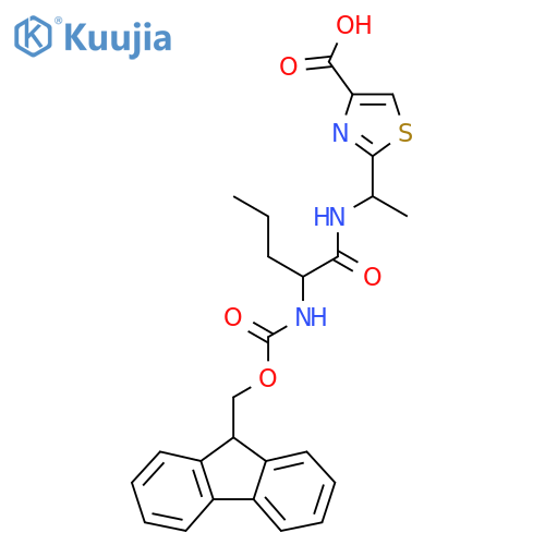 2-{1-2-({(9H-fluoren-9-yl)methoxycarbonyl}amino)pentanamidoethyl}-1,3-thiazole-4-carboxylic acid structure