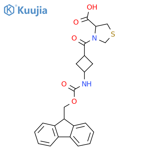 3-3-({(9H-fluoren-9-yl)methoxycarbonyl}amino)cyclobutanecarbonyl-1,3-thiazolidine-4-carboxylic acid structure