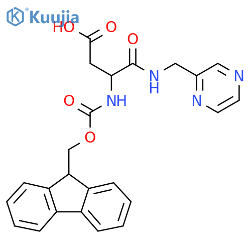 3-({(9H-fluoren-9-yl)methoxycarbonyl}amino)-3-{(pyrazin-2-yl)methylcarbamoyl}propanoic acid structure